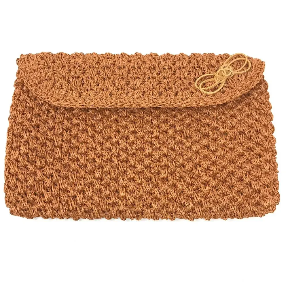 genie Vintage Rust Woven Straw Clutch Envelope Style